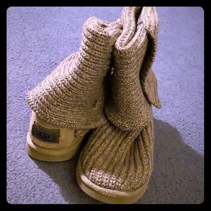 Gray knit button up uggs